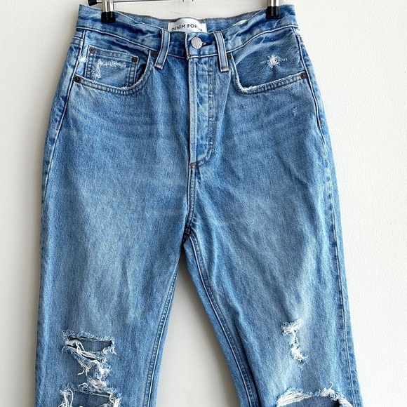 Denim Forum The Joni High Rise Loose 29L Jeans, Size 25, Medium Wash Denim - Picture 2 of 16